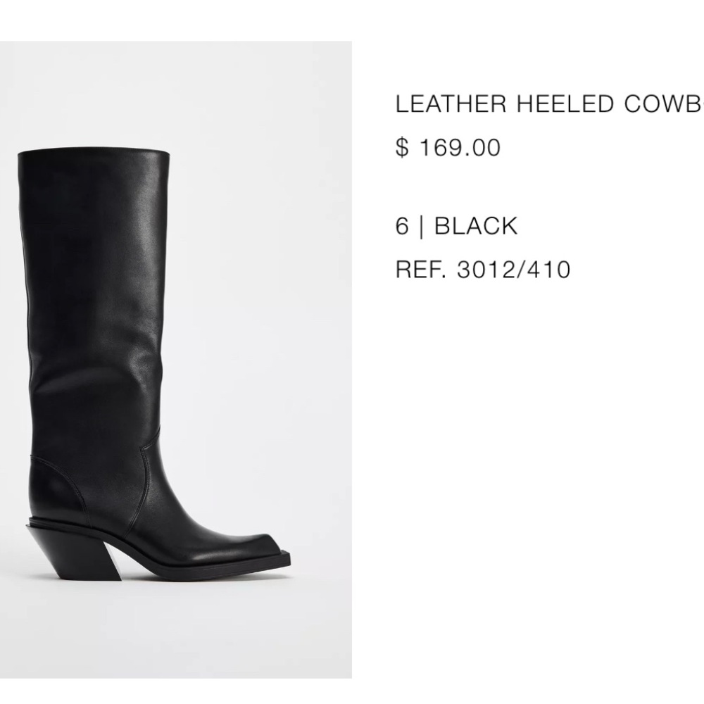 Black Leather Heeled Cowboy Boots